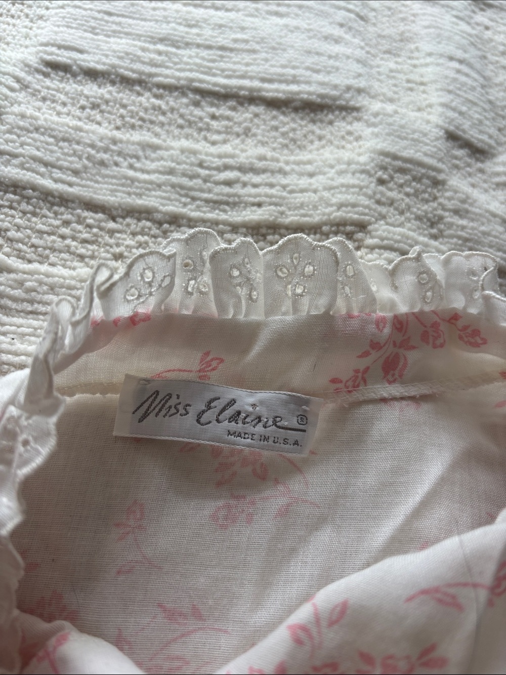 Miss Elaine Pink and White Floral Nightgown - Picture 8 of 12
